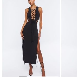 Lace up midi dress